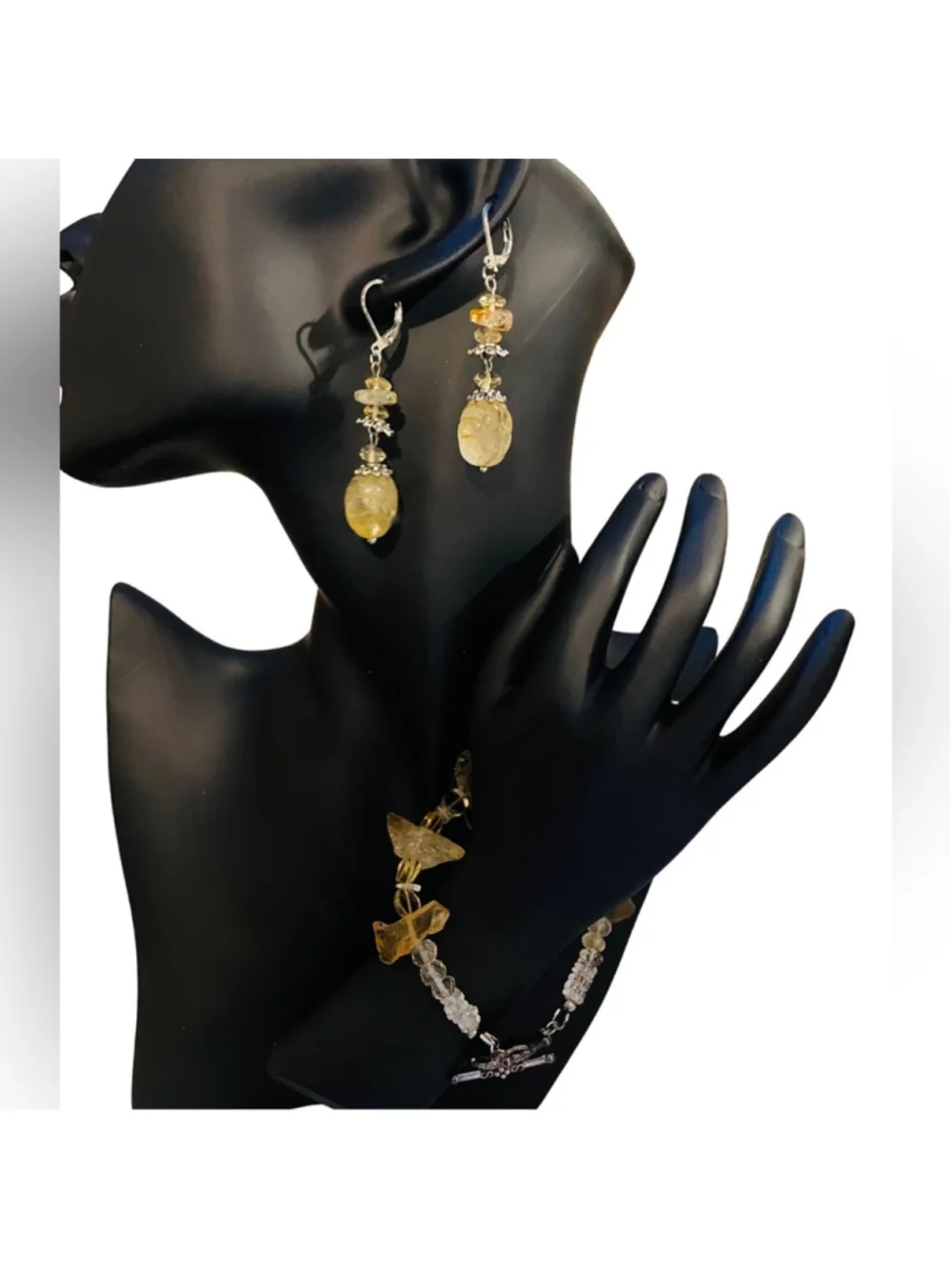 Citrine earrings and bracelet set